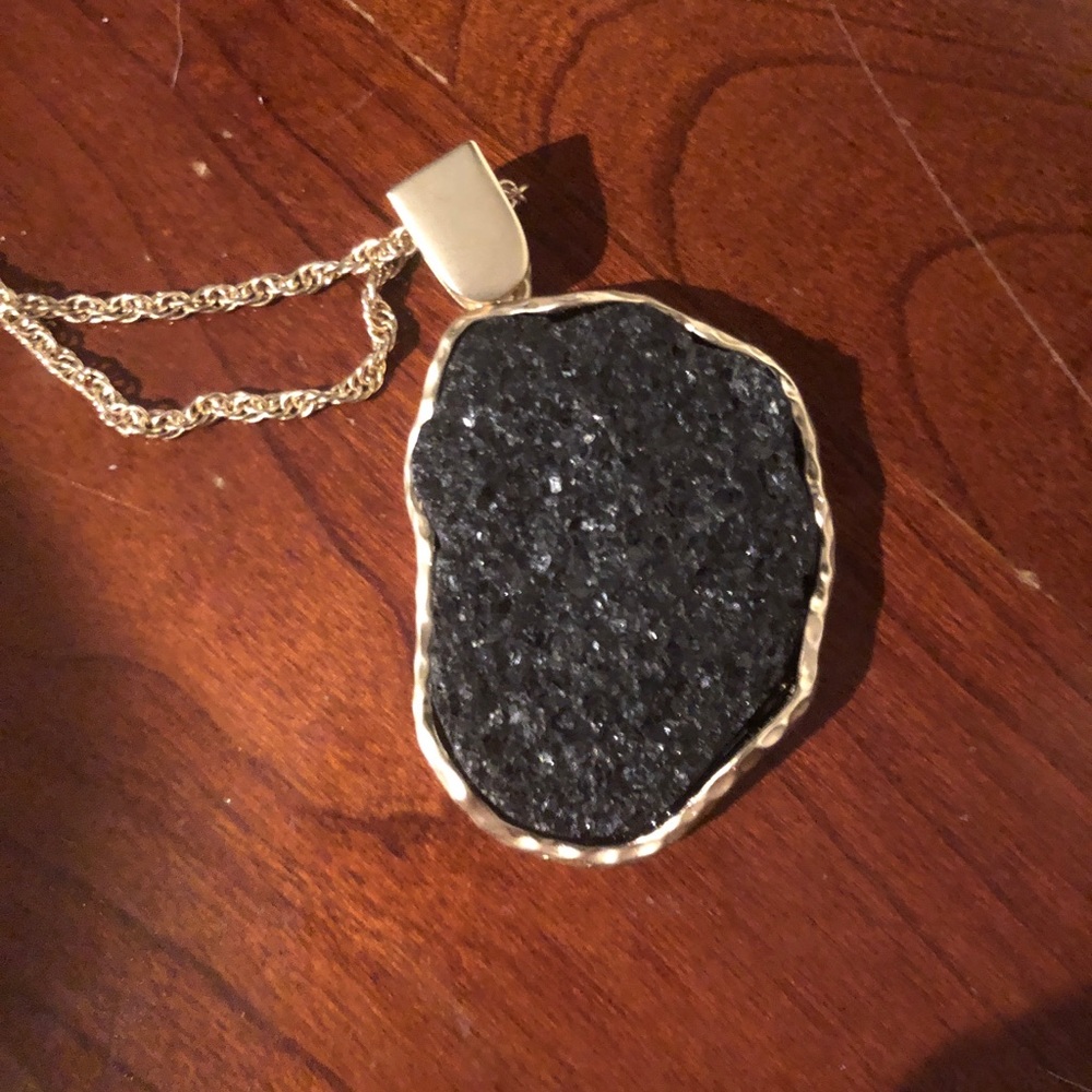 Long Druzy black necklace